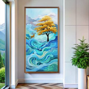Abstract Tree and Deer - Large Print Paint by Number