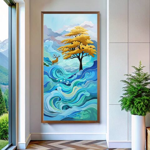 Abstract Tree and Deer - Large Print Paint by Number