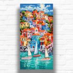 Abstract Village Paint by Number – Extra Large Vertical Canvas Art