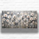 Abstract White Flowers Paint by Numbers Kit - Large Size Modern Floral Art