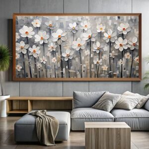 Abstract White Flowers Paint by Numbers - Large Size Modern Floral Art