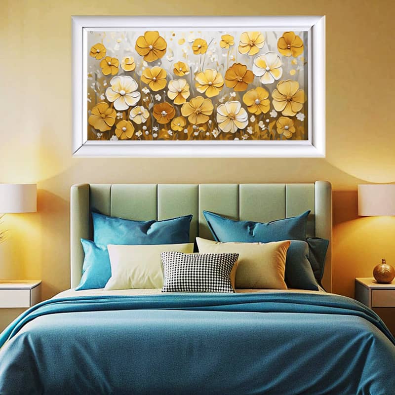 Abstract Yellow Flowers Paint by Number Kit - Very Large Panoramic Canvas