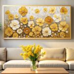 Abstract Yellow Flowers Paint by Numbers - Very Large Panoramic Canvas