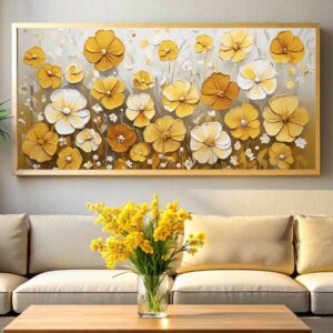 Abstract Yellow Flowers Paint by Numbers - Very Large Panoramic Canvas