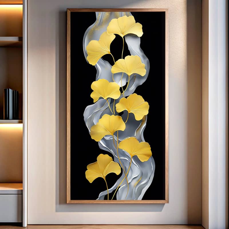 Autumn Ginkgo Leaves Paint By Numbers Kit - Large Canvas Botanical Artwork