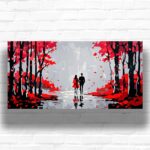 Autumn Walk Paint by Numbers Kit – Large Size Canvas Romantic Fall Scene Art