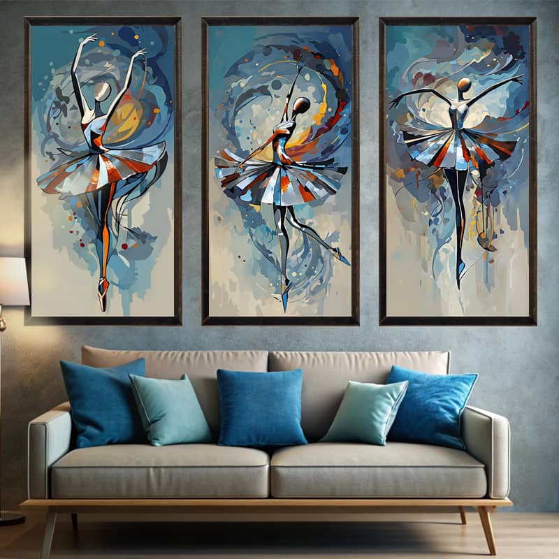 Ballerina Abstract 3 Panel - Paint by Numbers Kit