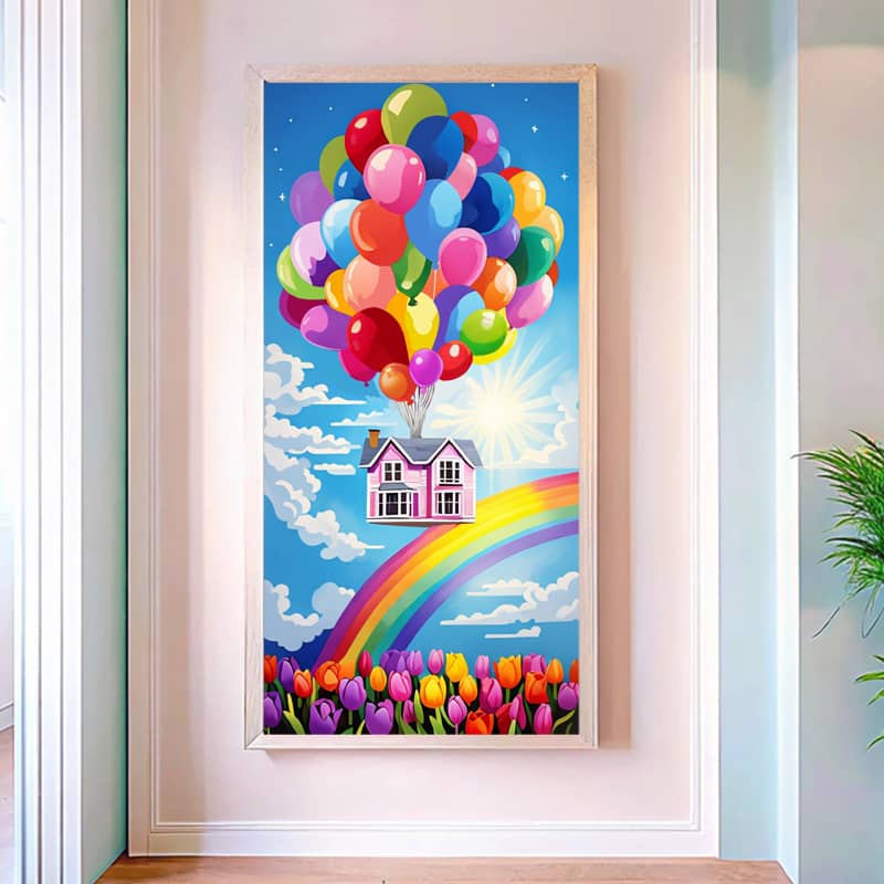 Balloon House Paint by Numbers Kit – Extra Large Canvas Fantasy Wall Art