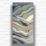 Beige Gray Waves Paint by Numbers Kit – Extra Large Canvas Abstract Wall Art