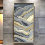 Beige Gray Waves Paint by Numbers – Extra Large Canvas Abstract Wall Art