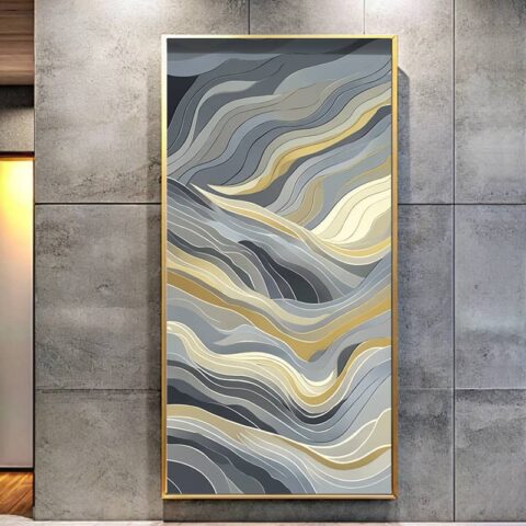 Beige Gray Waves Paint by Numbers – Extra Large Canvas Abstract Wall Art