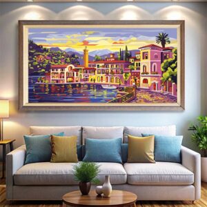 Bellagio City Lake Como Italy - Big Canvas Paint by Numbers