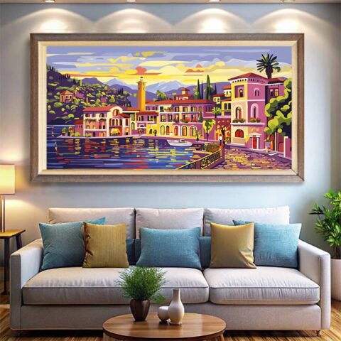 Bellagio City Lake Como Italy - Big Canvas Paint by Numbers