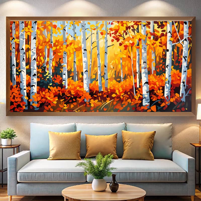 Birch Forest in Autumn Paint by Number – Very Large Landscape Canvas