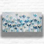 Blue Abstract Flowers Paint by Number Big – Modern Floral Art for Adults
