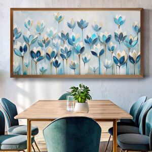 Blue Abstract Flowers Paint by Numbers Big – Modern Floral Art for Adults