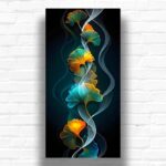 Blue Brown Ginkgo Leaves Paint by Number – Big Canvas Vertical Art