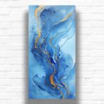 Blue Gold Marble Texture Paint by Number – Extra Large Canvas Abstract Art
