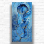 Blue Gold Texture Paint by Number – Large Abstract Marble Wall Art