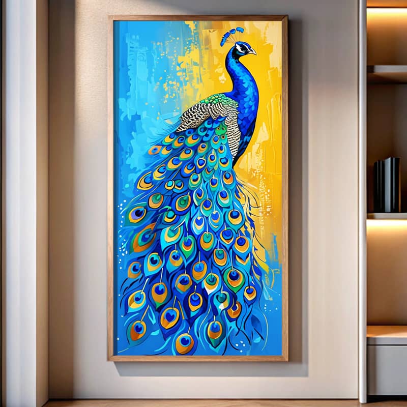 Blue Peacock Painting - Large Paint by Number