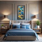 Blue and Brown Ginkgo Leaves - Large Canvas Paint by Numbers