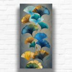 Blue and Brown Ginkgo Leaves Paint by Number - Large Botanical Wall Art