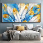 Blue and Gold Feathers - Extra Large Canvas Paint by Numbers