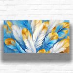 Blue and Gold Feathers Paint By Number – Extra Large Canvas Artwork