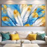 Blue and Gold Feathers Paint By Numbers – Extra Large Canvas Artwork