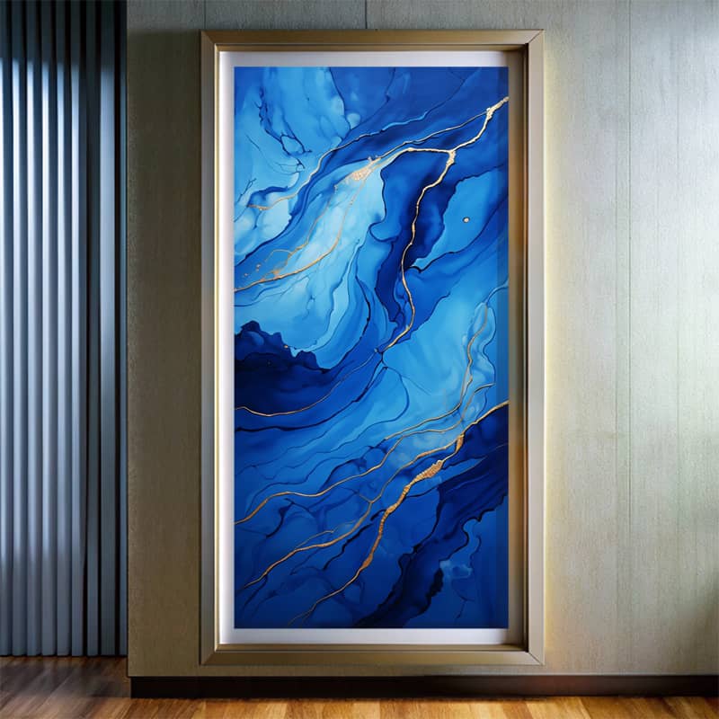 Blue and Gold Marble Texture Paint By Number – Extra Large Vertical Canvas