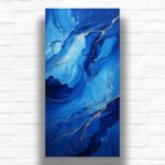 Blue and Gold Marble Texture Paint By Numbers Kit – Extra Large Vertical Canvas