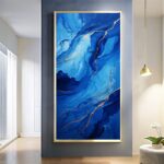 Blue and Gold Marble Texture Paint By Numbers – Extra Large Vertical Canvas