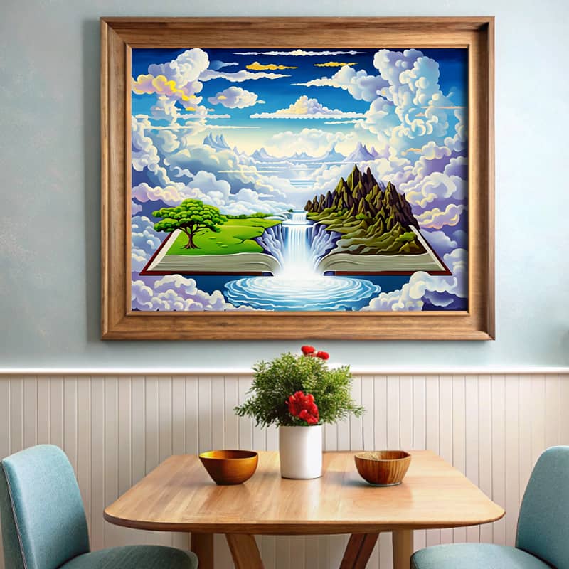 Book of Life Paint by Number – Surreal Open Book Landscape Art