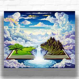 Book of Life Paint by Numbers – Surreal Open Book Landscape Art