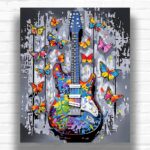 Butterfly Blues Music Paint by Numbers – Abstract Electric Guitar Art