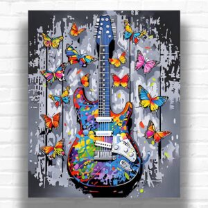 Butterfly Blues Music Paint by Numbers – Abstract Electric Guitar Art