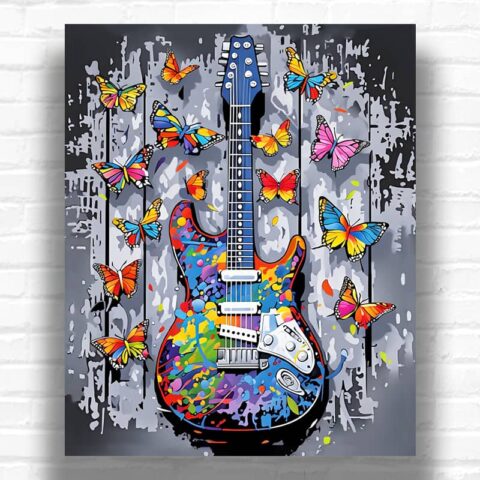 Butterfly Blues Music Paint by Numbers – Abstract Electric Guitar Art