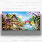 Country Cottage Paint by Numbers Kit – Extra Large Canvas Landscape Art