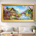 Country Cottage Paint by Numbers – Extra Large Canvas Landscape Art