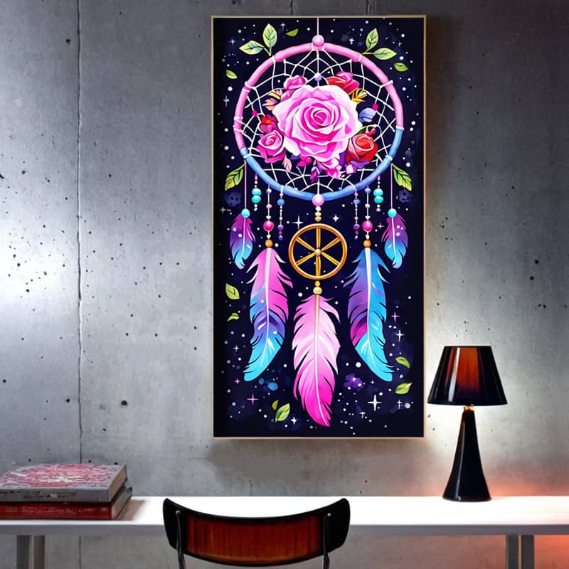 Dream Catcher with Roses Paint by Numbers Kit - Extra Large Canvas Wall Art