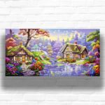 English Cottage Garden Paint by Number - Extra Large Horizontal Canvas Art