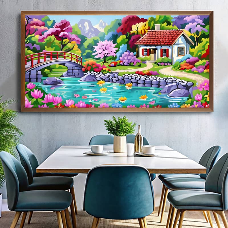 English Country Cottage Paint by Number – Large Format Canvas Art