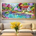 English Country Cottage Paint by Numbers – Large Format Canvas Art