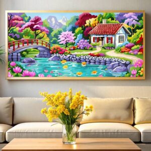 English Country Cottage Paint by Numbers – Large Format Canvas Art