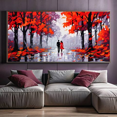 Fall Walk NYC Paint by Numbers - Large Abstract City Street Scene