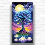 Fantasy Blue Tree Paint by Number – Extra Large Mystical Canvas Art
