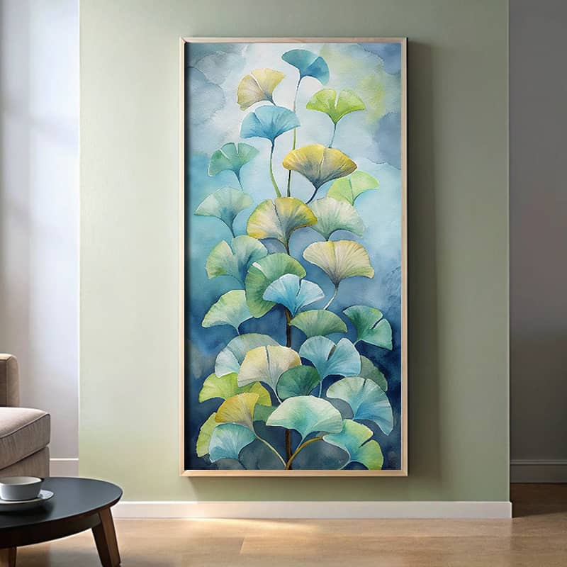 Ginkgo Leaves Painting Paint by Number – Large Vertical Canvas Art