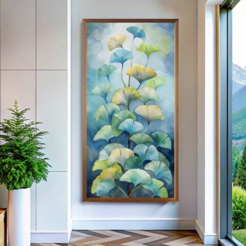 Ginkgo Leaves Painting Paint by Numbers – Large Vertical Canvas Art
