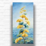 Golden Blue Ginkgo Leaf Painting by Number – Big Canvas Botanical Art