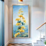 Golden Blue Ginkgo Leaf Painting by Numbers – Big Canvas Botanical Art